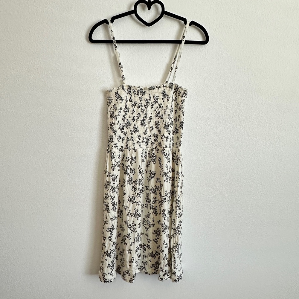 Roxy White Black Floral Smocked Mini Dress Size Various